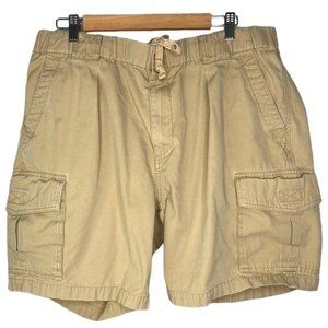 Tommy Bahama Men’s cargo short shorts tan zipper closure tie waist size Large L